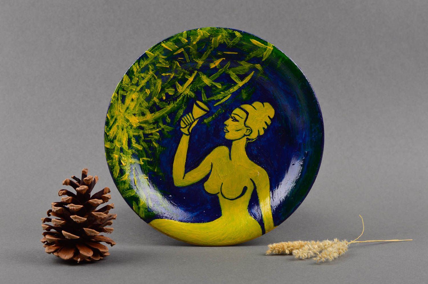 Глиняная посуда ручной работы керамическая тарелка для декора расписная тарелка фото 1