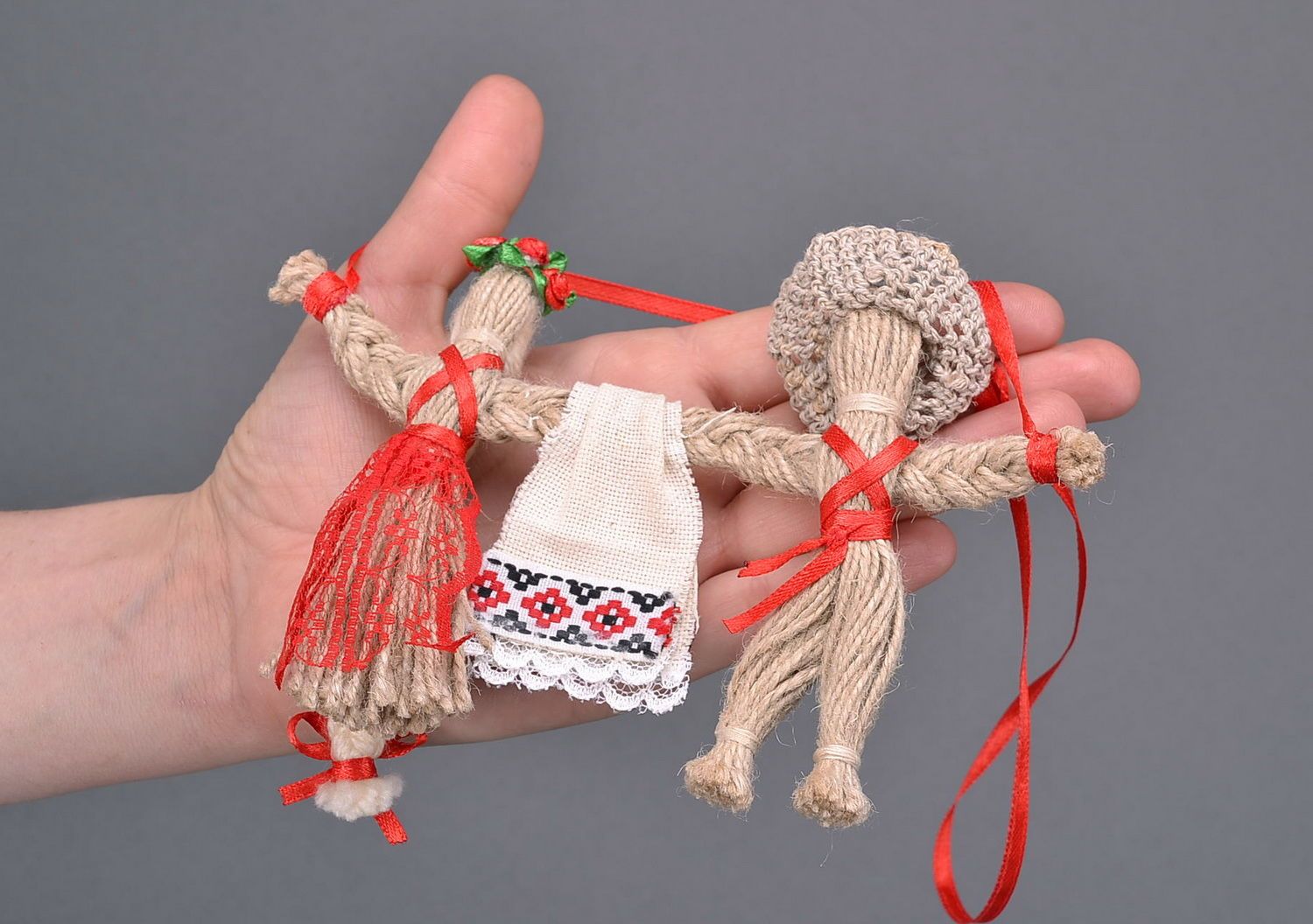 Bambole per nozze di stoffa fatte a mano amuleto talismano giocattolo slavo foto 1