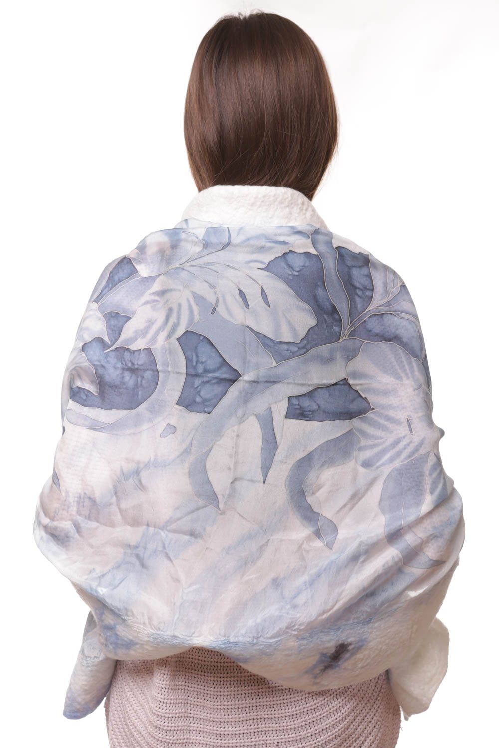 Silk scarf with felting Monochrome Lilies photo 3