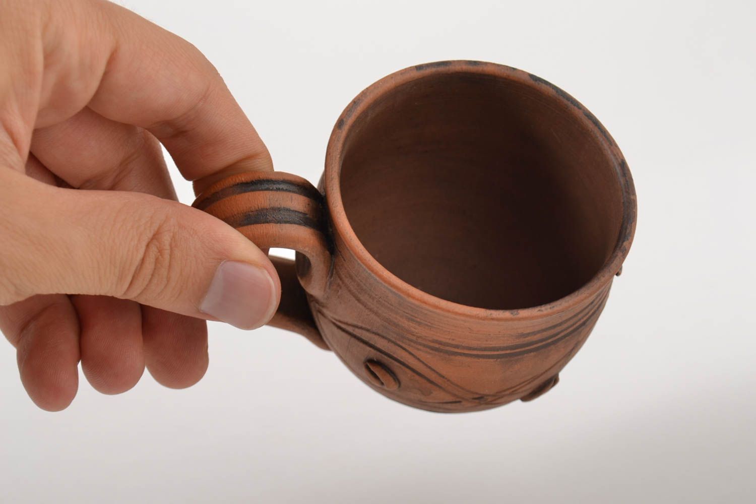 Taza de barro para el te hecha a mano utensilios de cocina ceramica artesanal foto 2