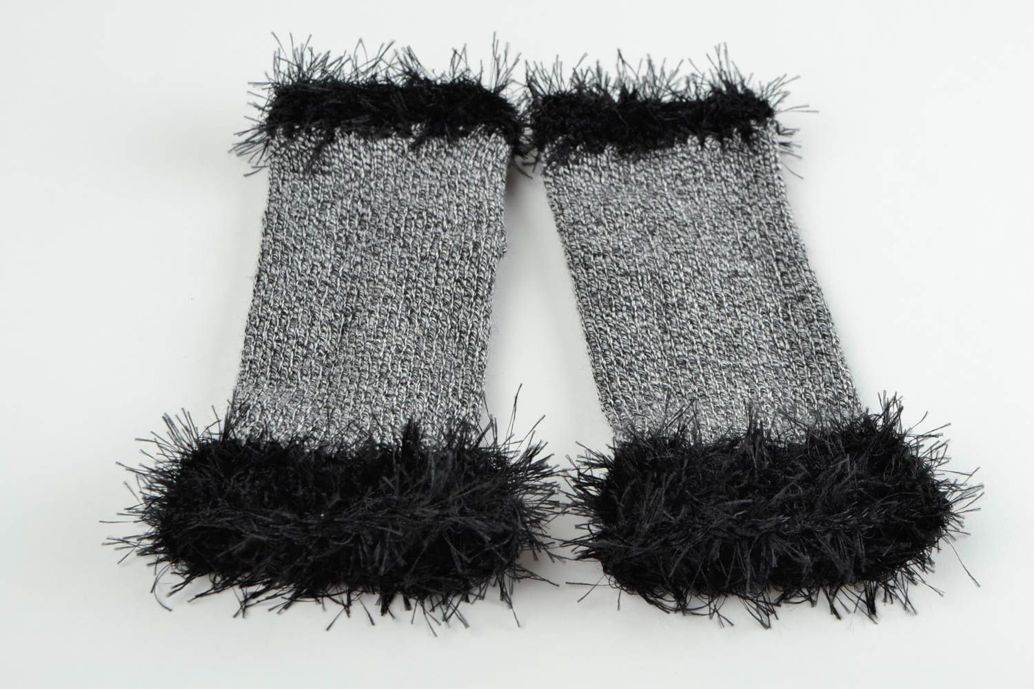 Mitaines tricot fait main Gants mitaines laine acrylique design Accessoire femme photo 4