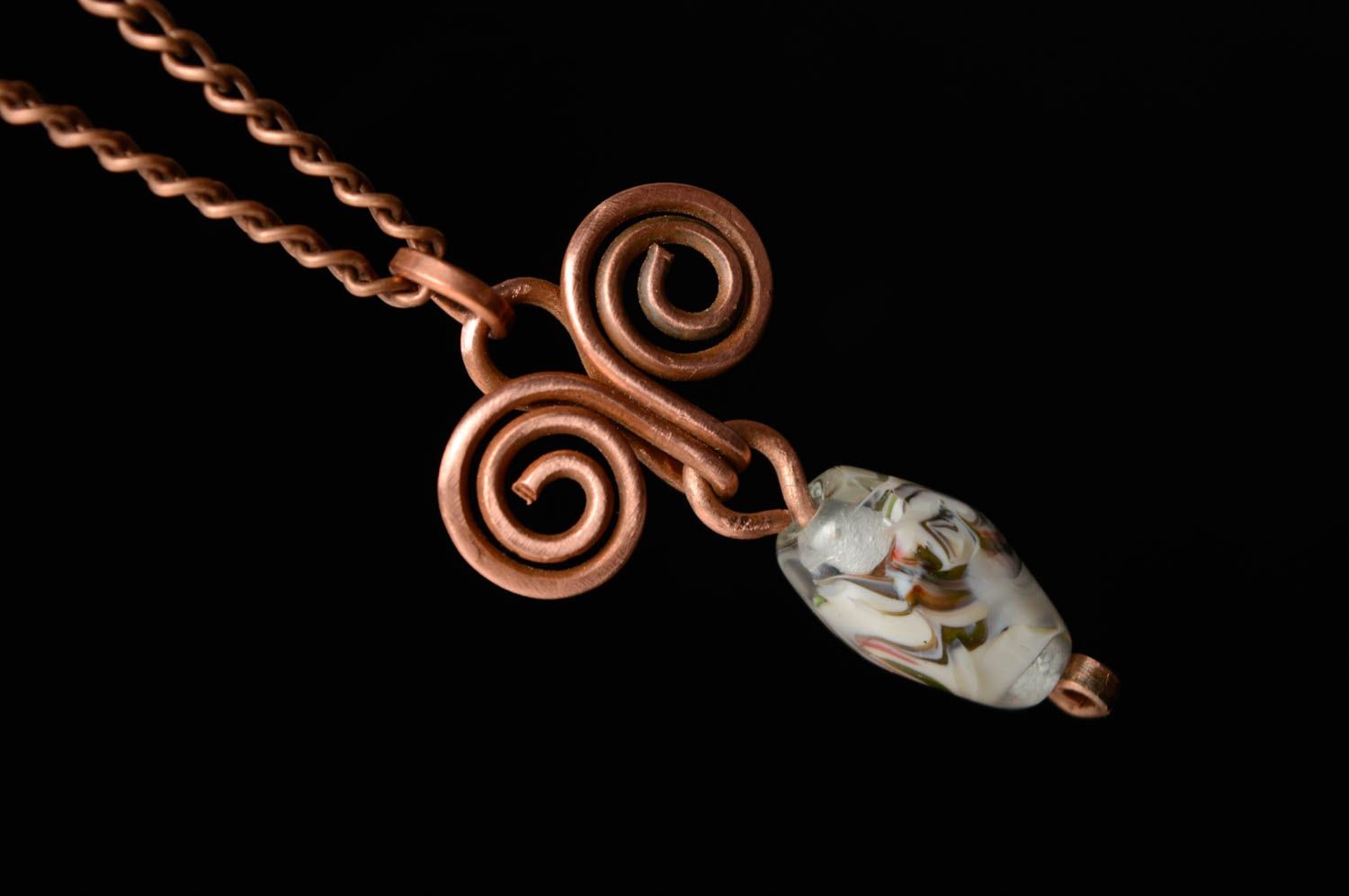 Copper pendant made using wire wrap technique photo 2