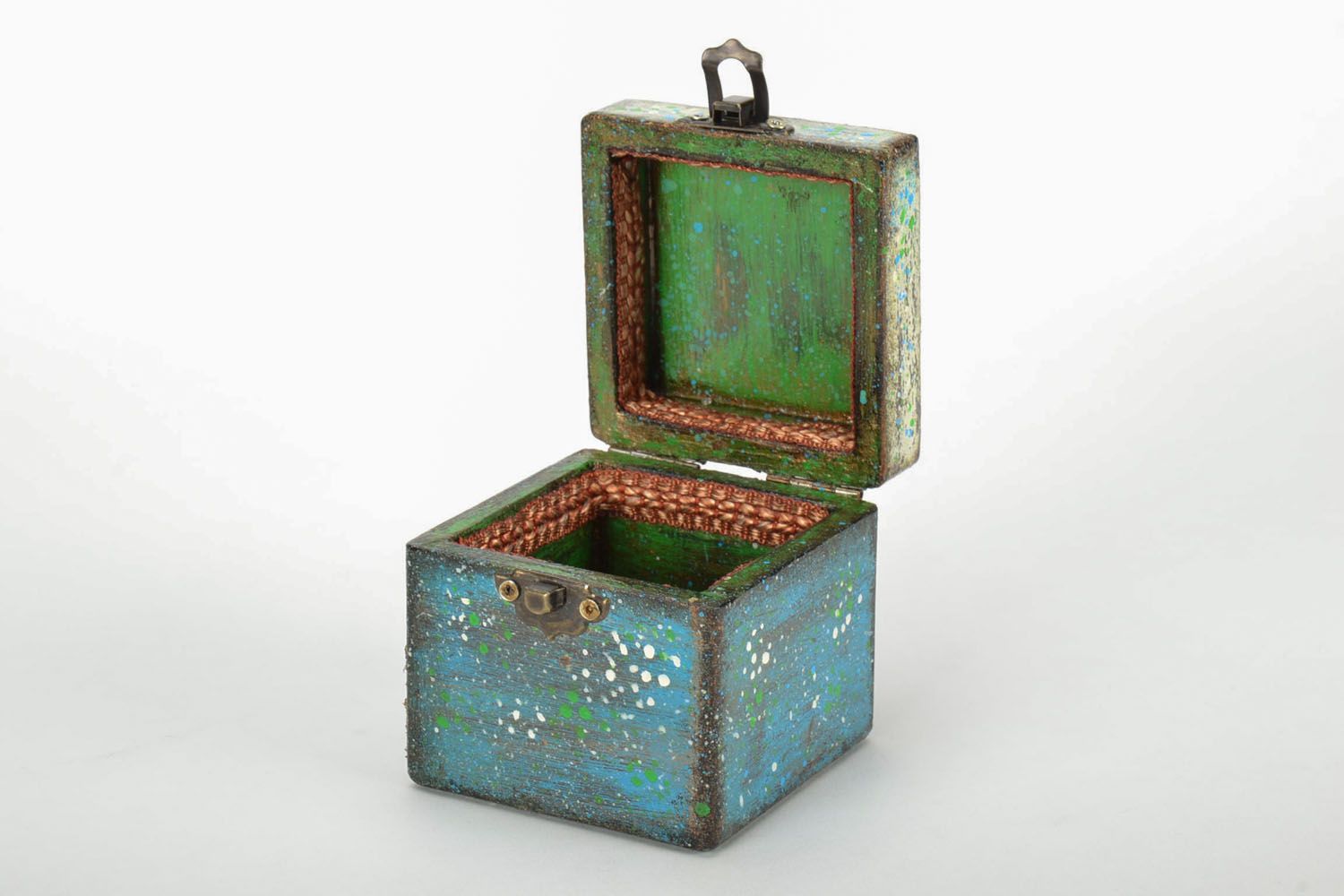 Blue jewelry box in vintage style photo 2