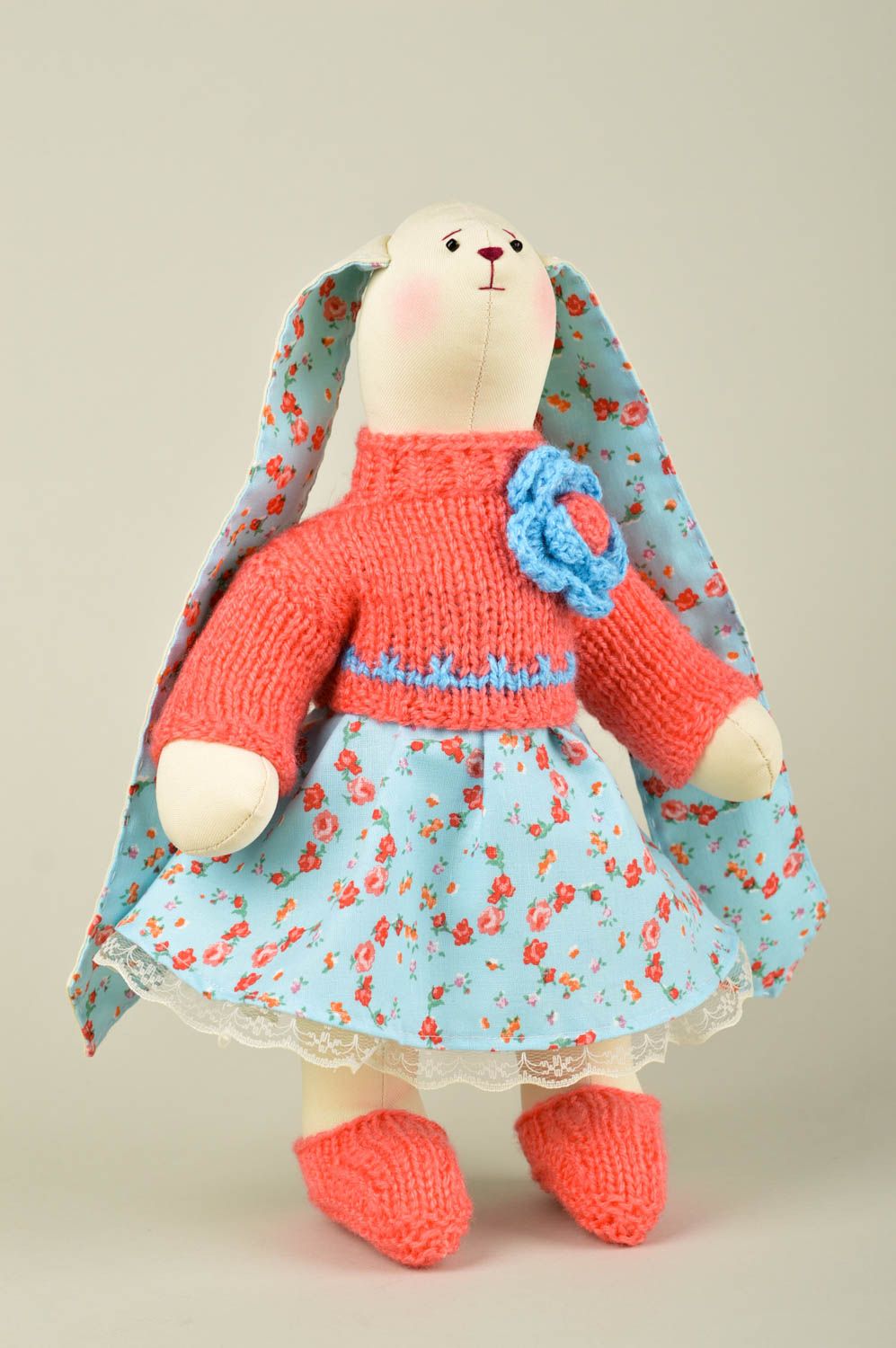 Игрушка заяц девочка игрушка ручной работы оригинальная игрушка для декора фото 1