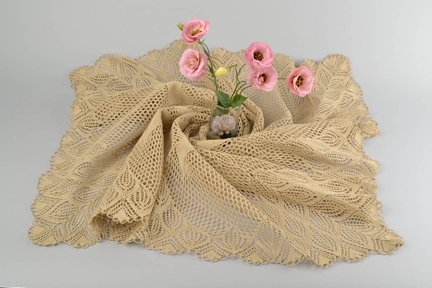 Handmade tablecloth knitted table napkin openwork napkin decor for festive table photo 1