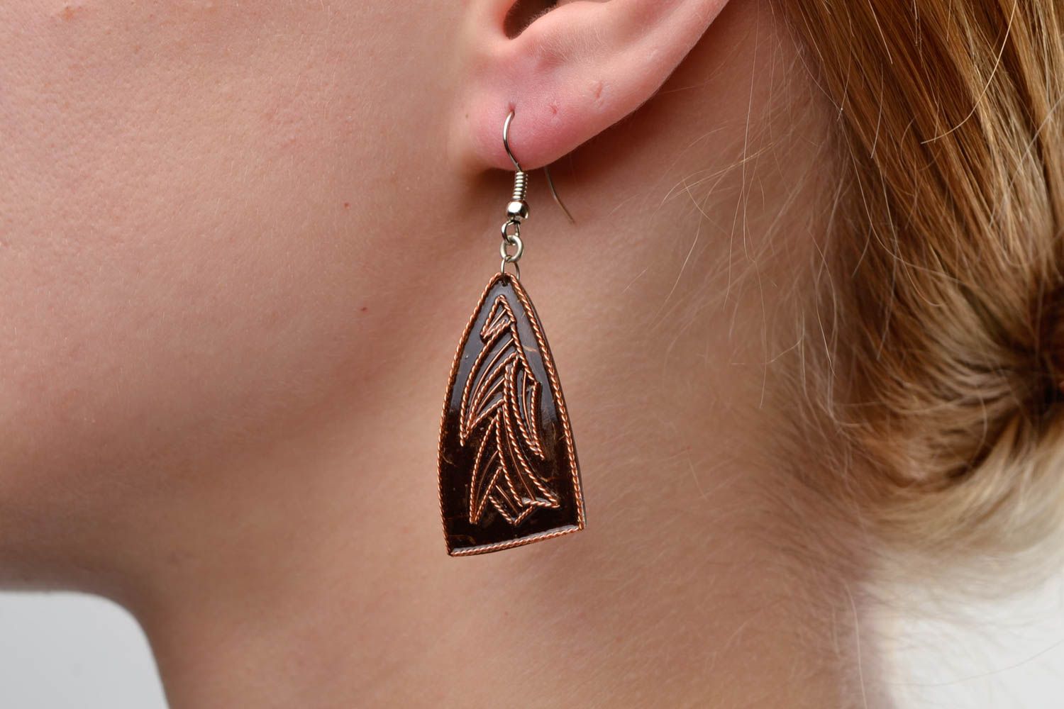 Ohrringe aus Holz Schmuck handgemacht Damen Ohrringe Modeschmuck Ohrringe schön foto 1