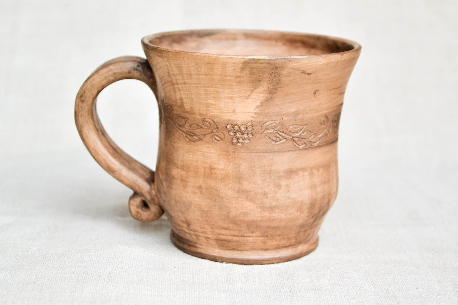 Ton Tasse handgeschaffen Keramik Becher originelles Geschirr aus Ton  foto 3