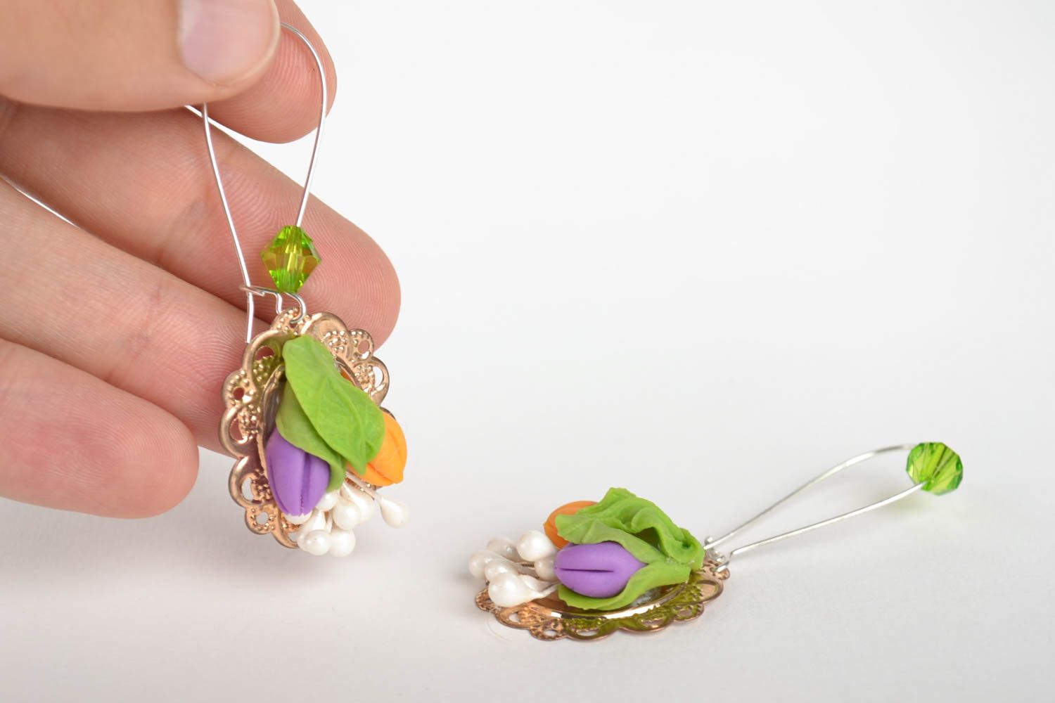 Flower jewelry handmade earrings polymer clay ladies earrings fashion accessory photo 5