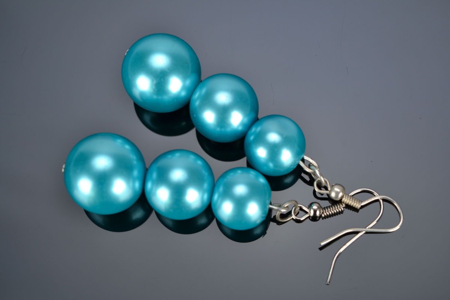 Earrings with beads Blue photo 1