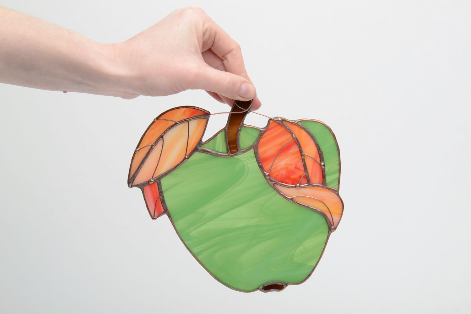 Handmade Anhänger aus Glas Grüner Apfel foto 5