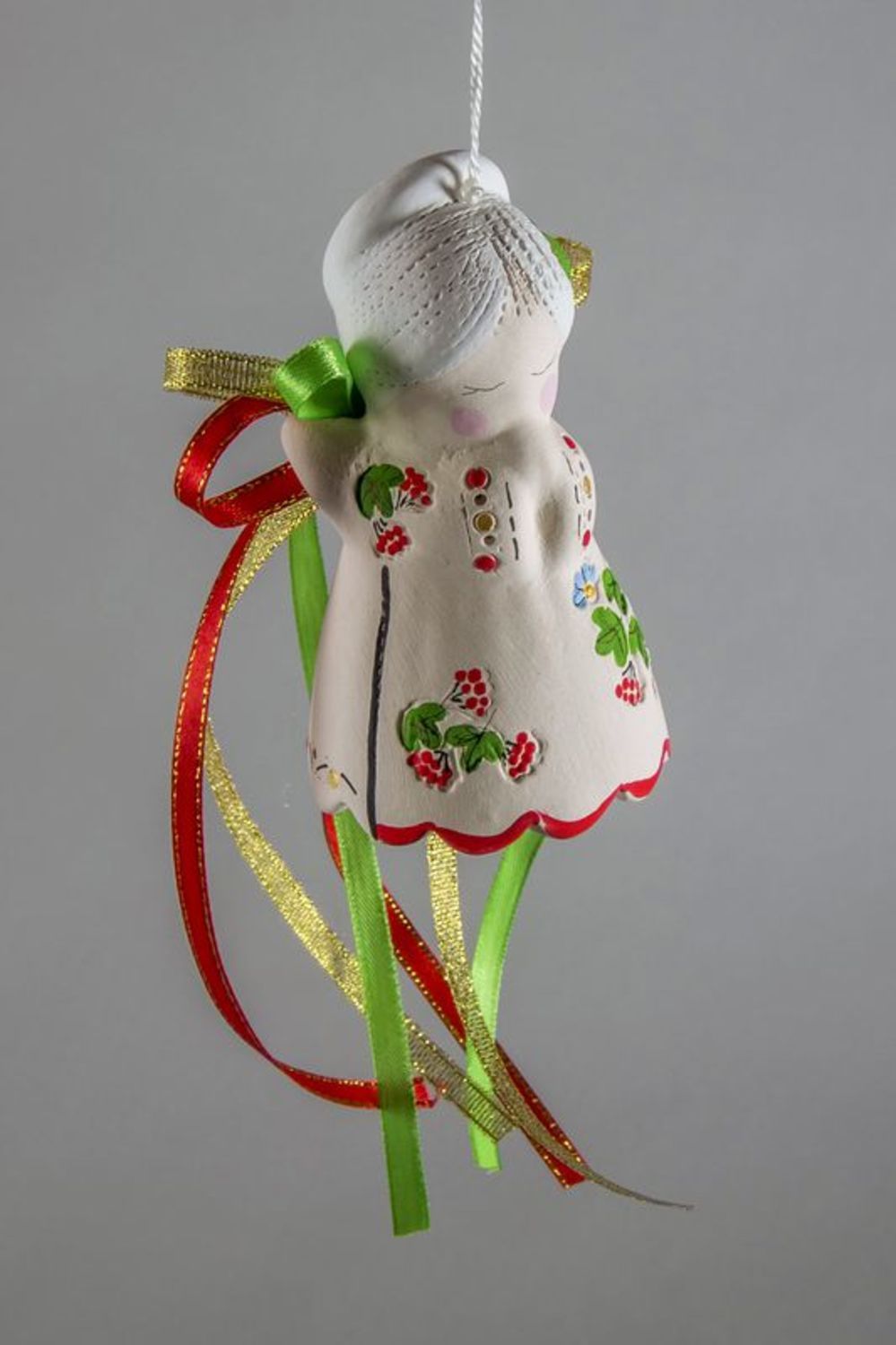 Original gift - ceramic bell with ribbons photo 2