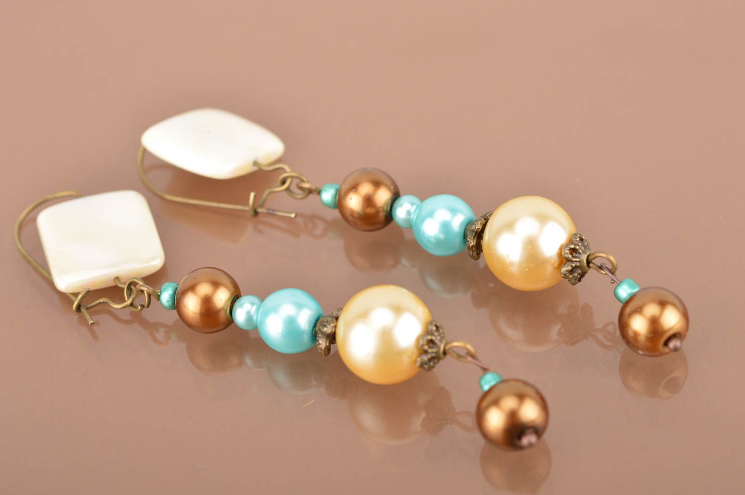 Beautiful long handmade designer earrings with colorful beads  photo 5