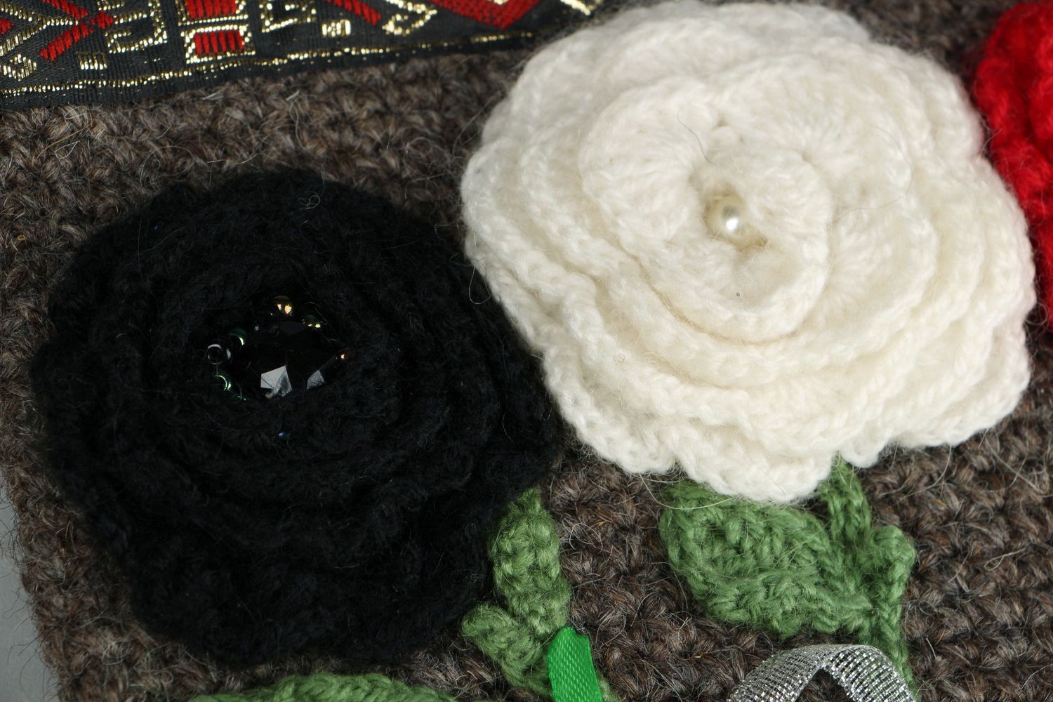 Sac tricoté au crochet Roses  photo 3