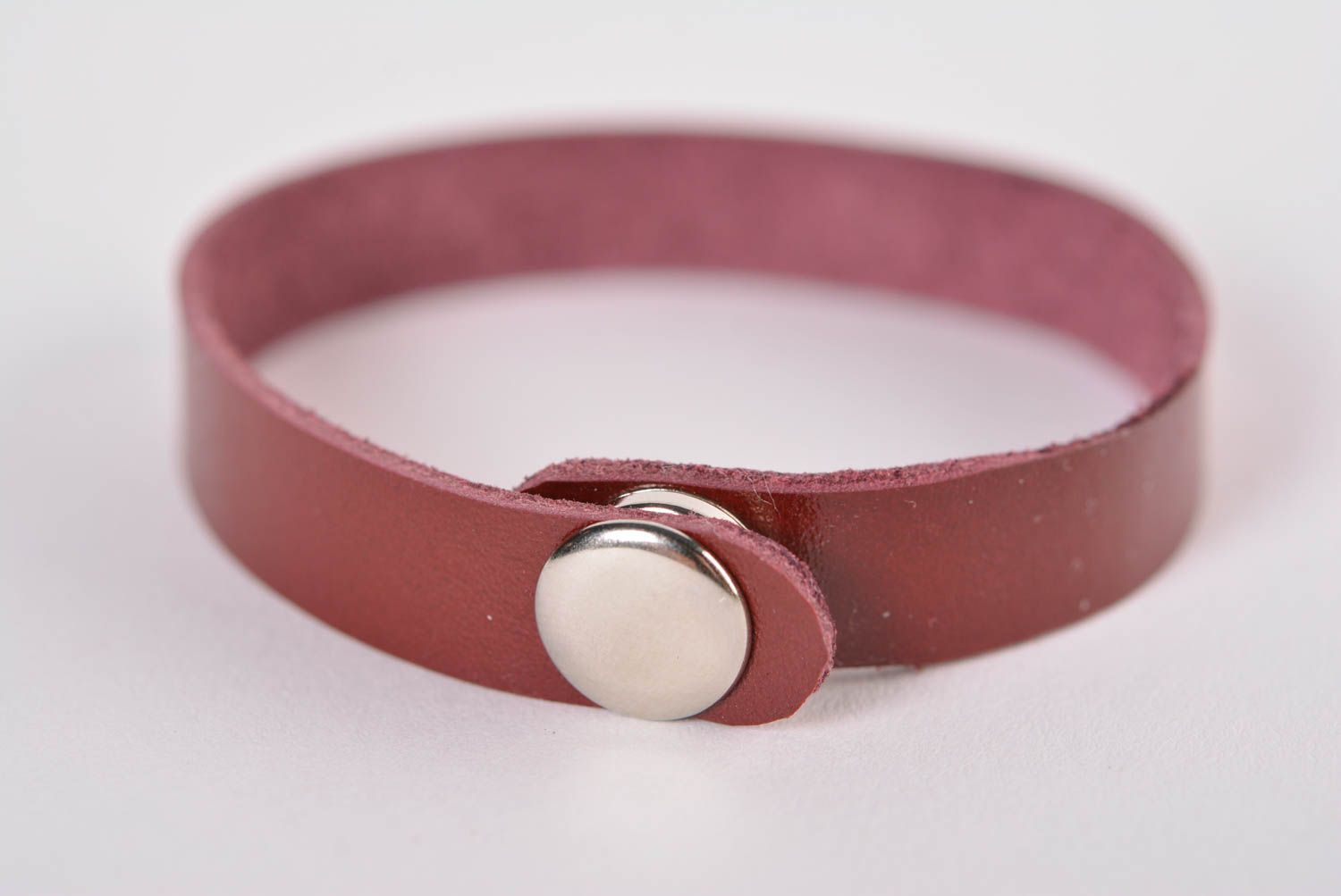 Bracelet cuir fait main Bracelet original bordeaux fin Accessoire en cuir photo 3