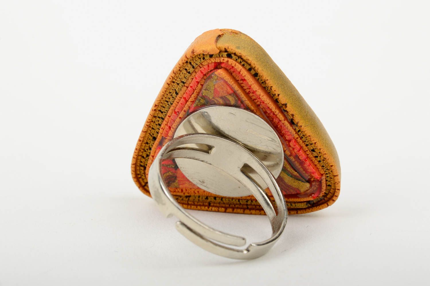 Украшение из полимерной глины кольцо ручной работы украшение кольцо Огонь фото 3