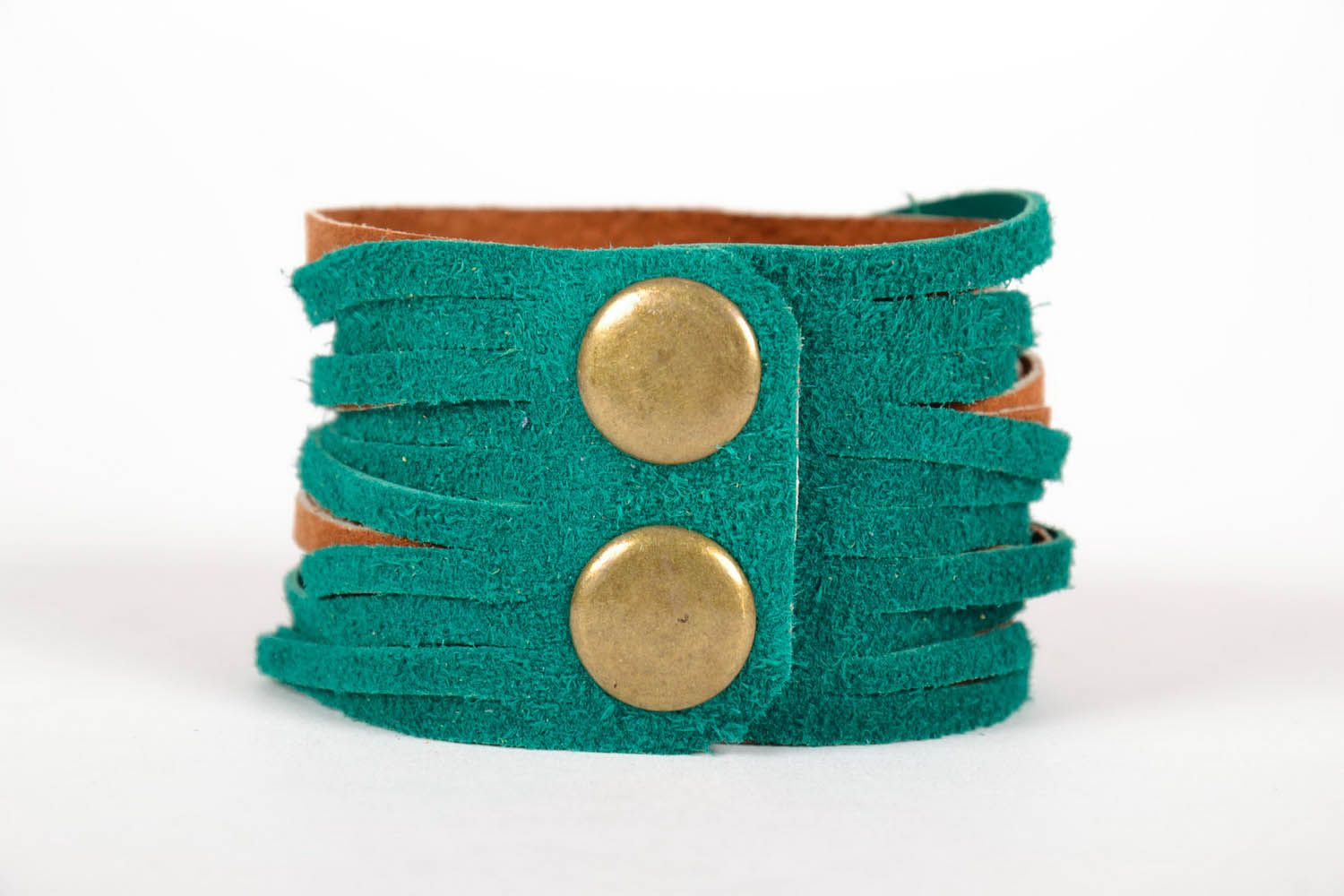 Wide leather two-layer bracelet  photo 2