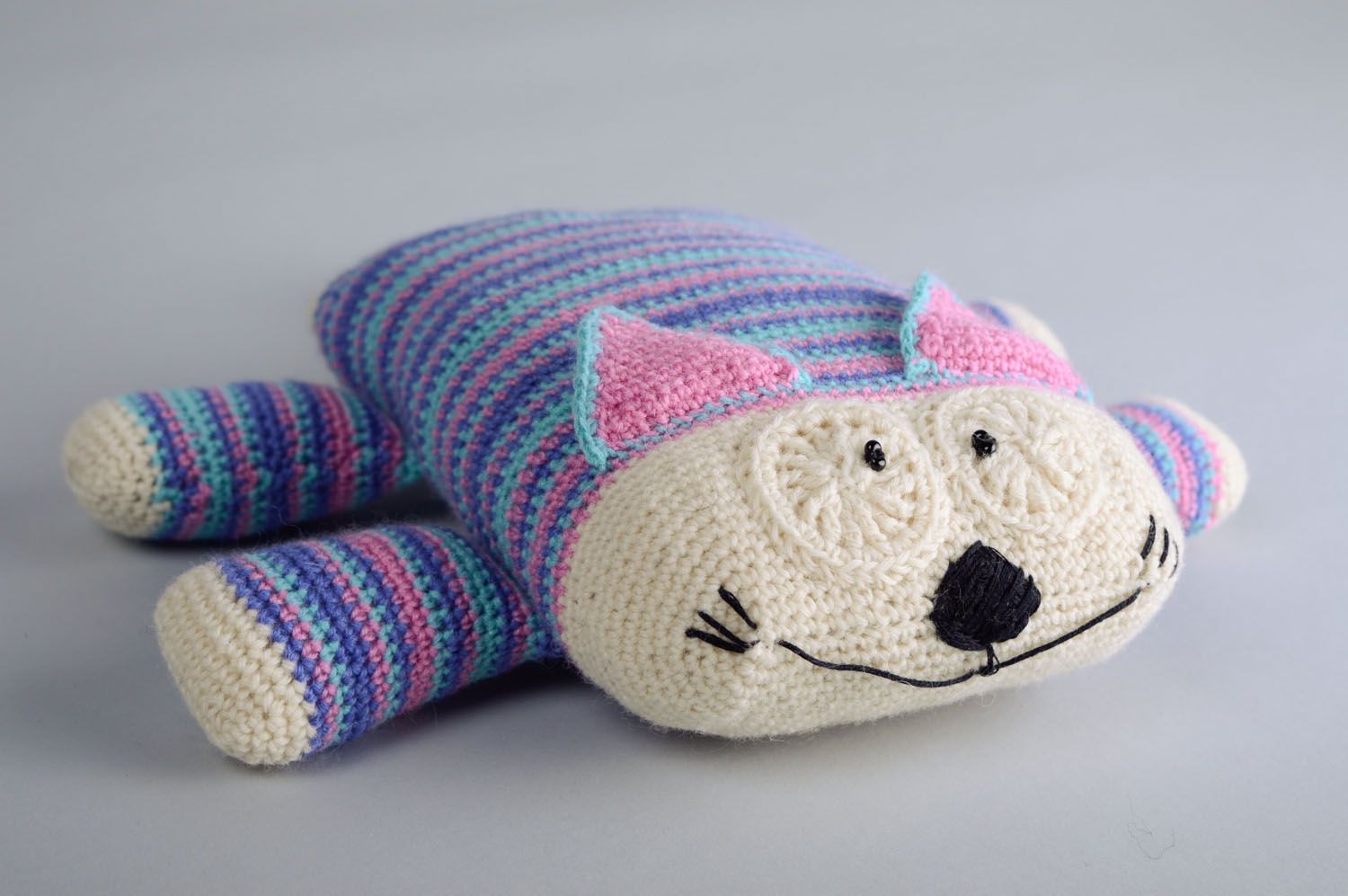 Homemade crochet toy Flat Cat photo 3