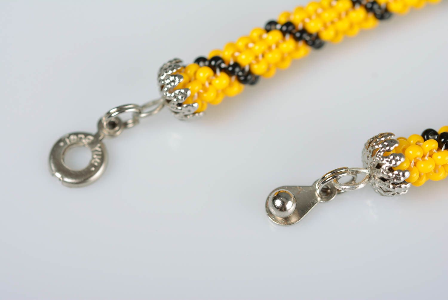 Beaded necklace of yellow color handmade bright designer stylish accessory photo 4
