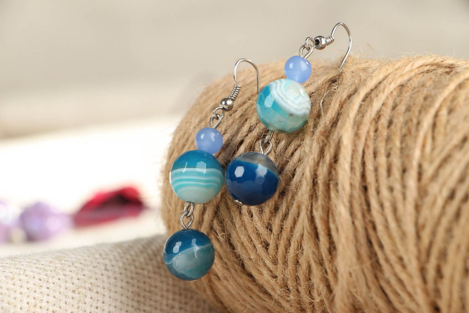 Earrings with agate photo 3