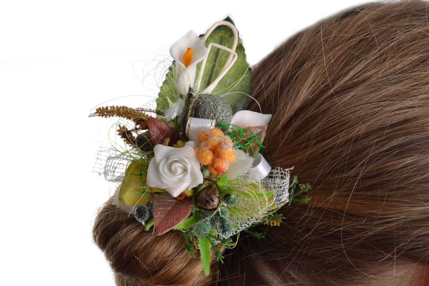 Handgemachte schöne Stoff Blumen für Haarspange oder für Brosche in Grün handmade foto 1
