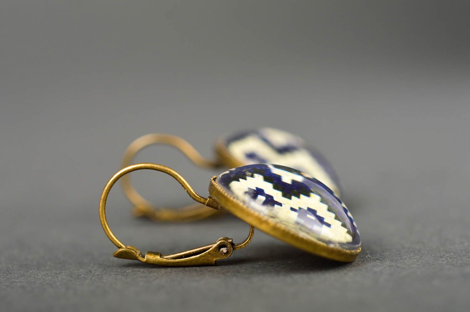 Handgemacht Ohrringe Vintage Cabochons Ohrringe Accessoires für Frauen rund foto 3