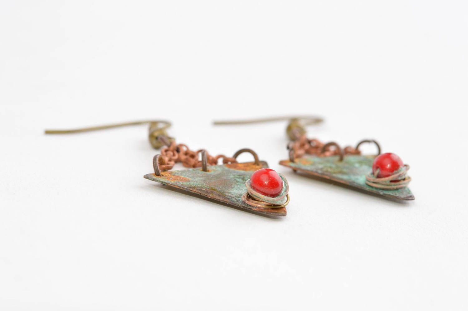 Handmade Schmuck Kupfer Ohrringe ausgefallener Ohrschmuck Accessoire für Frauen foto 3