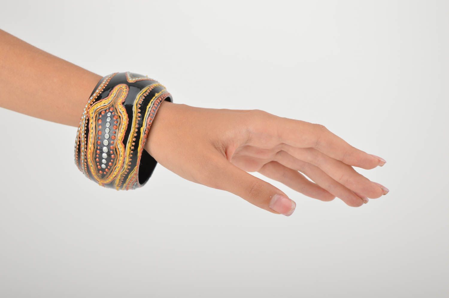 Handmade Designer Schmuck schönes Armband Armschmuck Damen aus Holz elegant foto 5