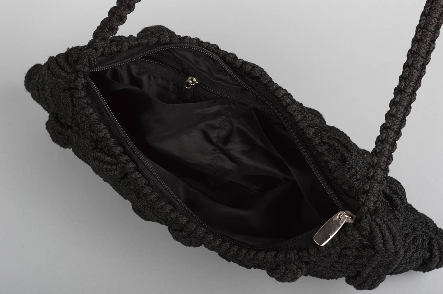 Bolso artesanal de cuerdas color negro regalo para mujeres accesorio de moda foto 3