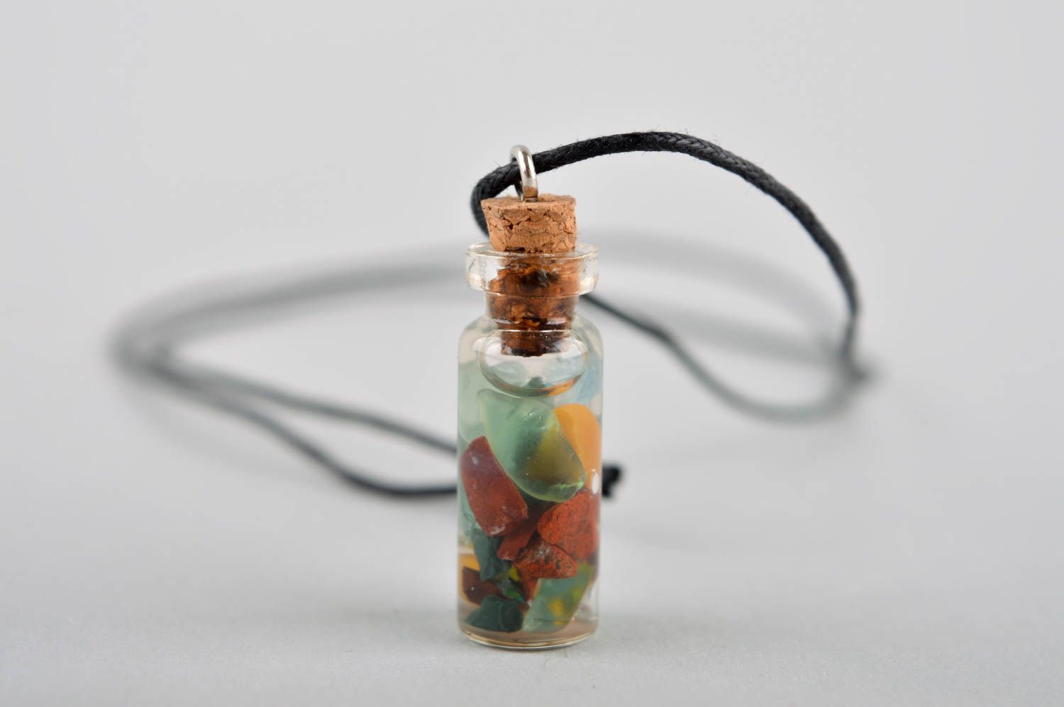 Handmade pendant necklace glass vial with cork necklace artisan jewelry photo 4