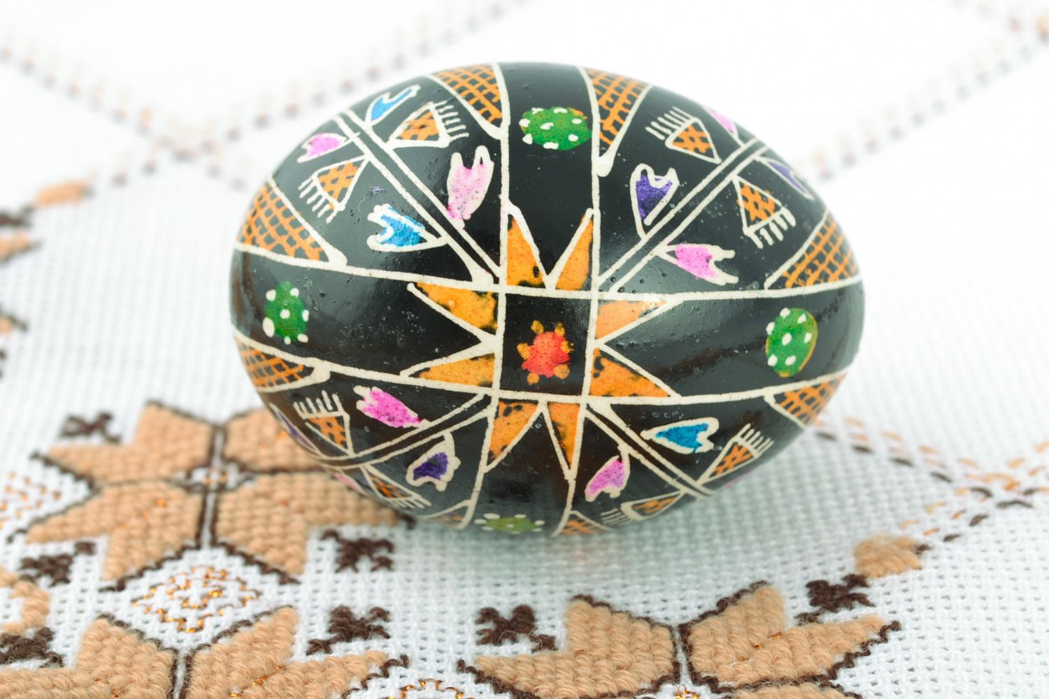 Œuf-écrit pyssanka faite main pour Pâques peinture à la cire de design ethnique photo 1