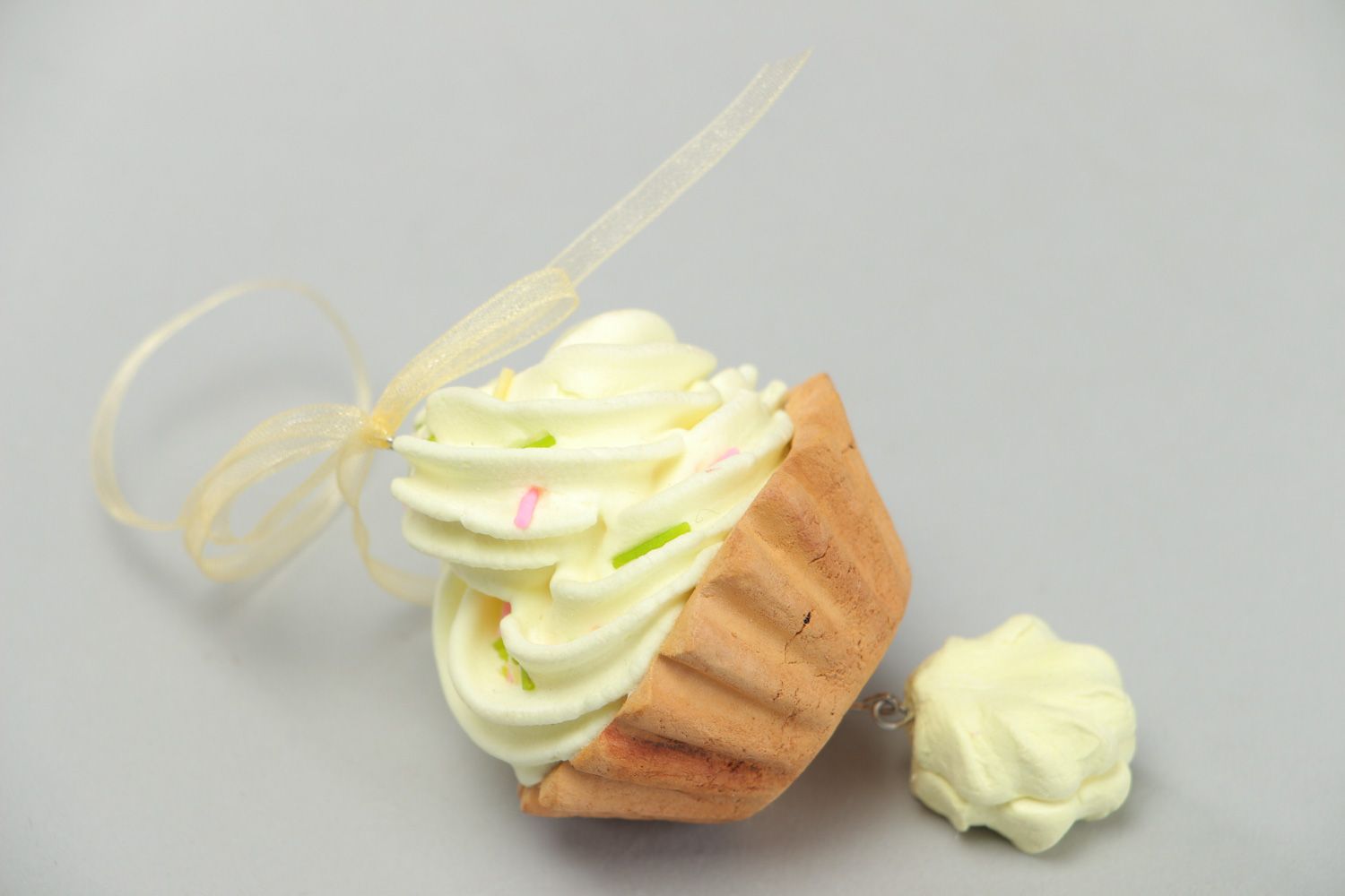 Colgante decorativo con forma de pastel plástico hecho a mano cupcake foto 1