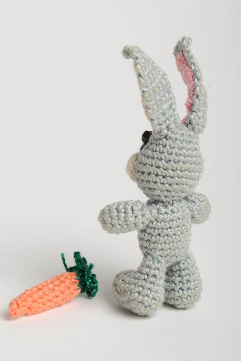 Crocheted handmade soft toy textile toy rabbit unusual present for kids photo 4