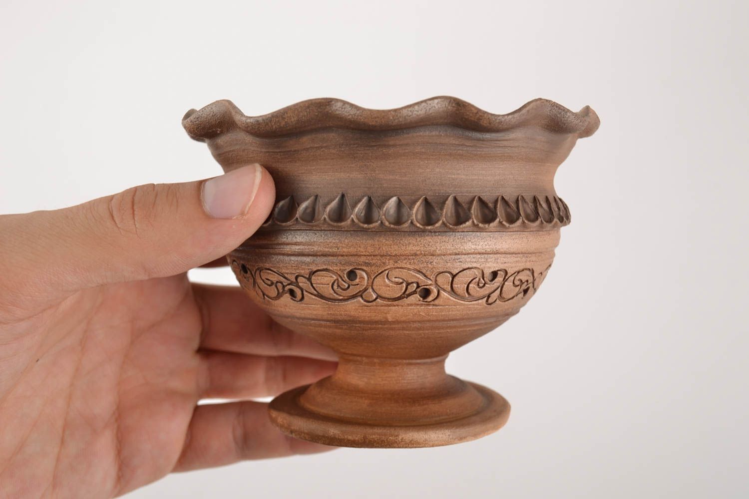 Coupe à glace en céramique faite main poterie originale 25 cl avec motif photo 3