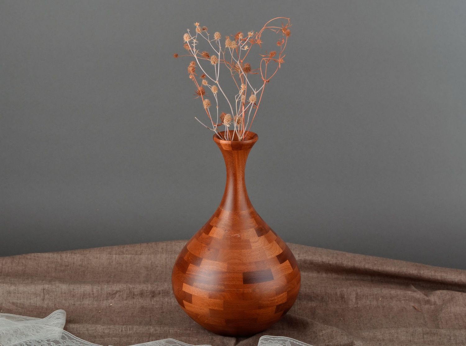 15 inches wooden wine carafe vase for home décor 3 lb photo 1