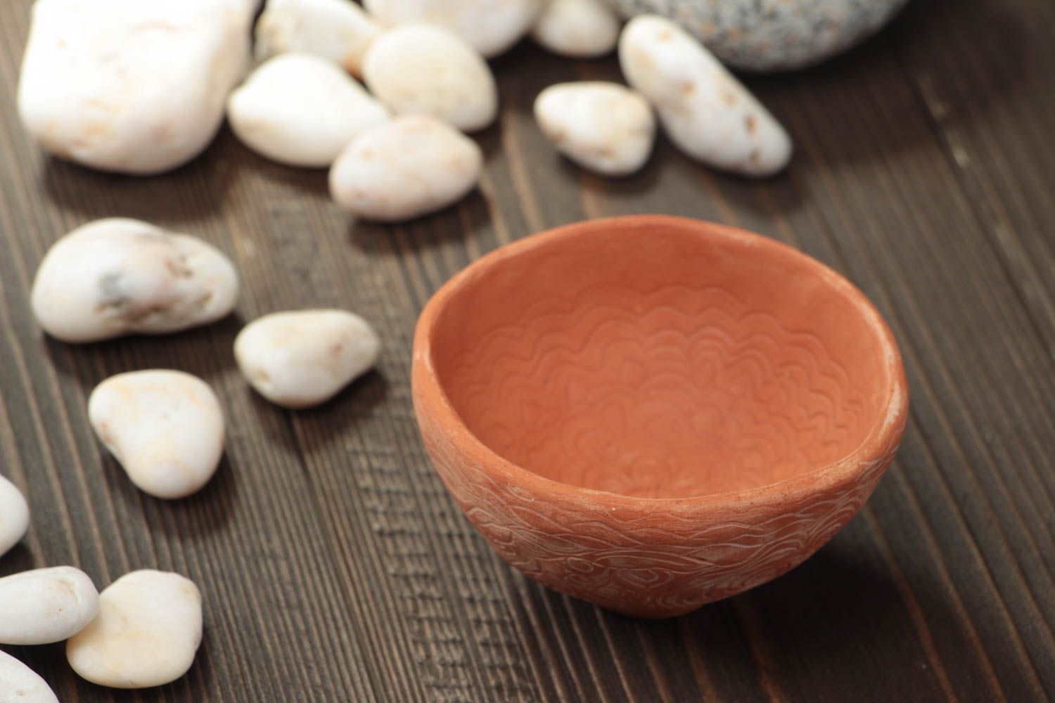 Petit bol en terre cuite avec ornements fait main de style ethnique original photo 1