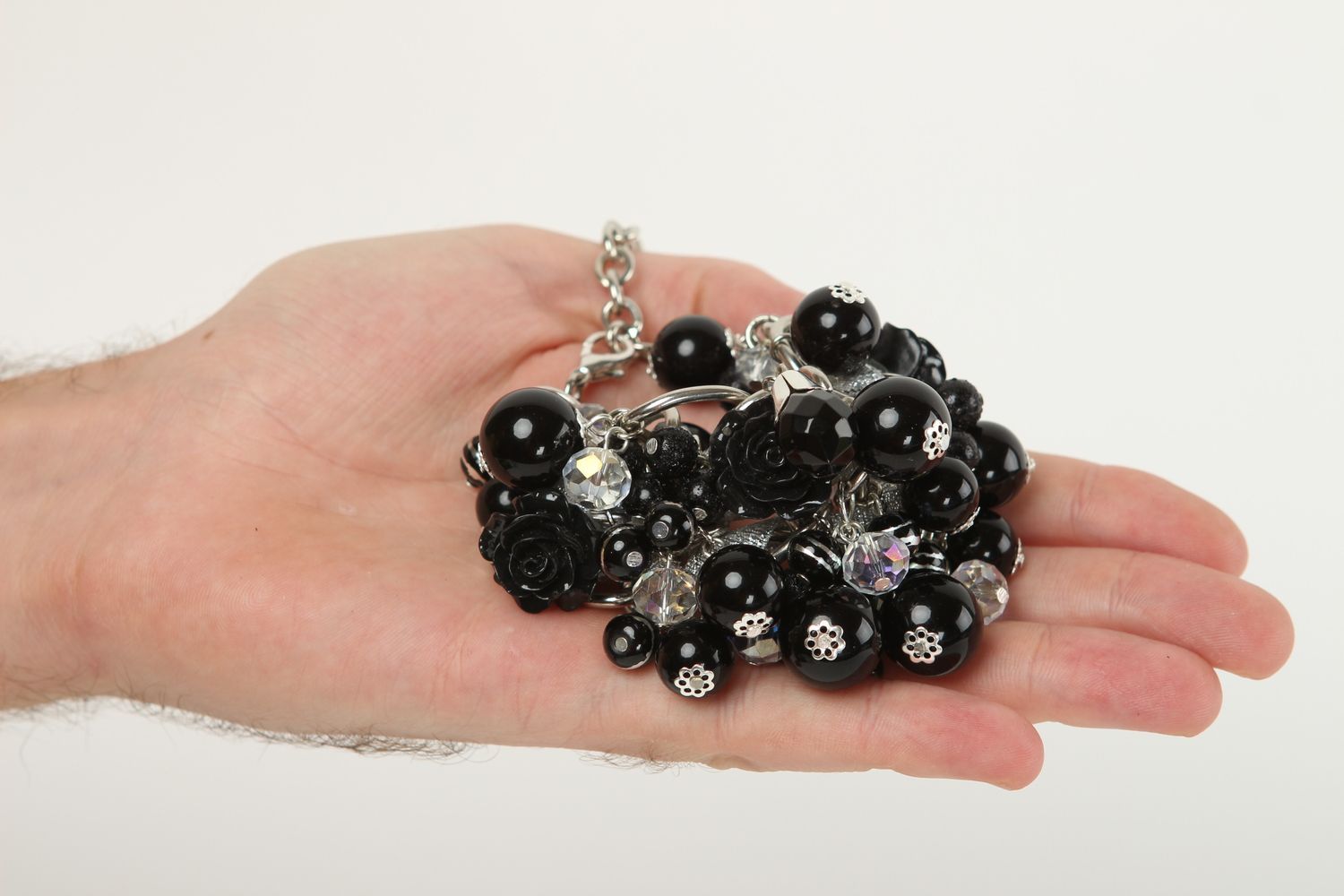 Pulsera de moda hecha a mano de color negro brazalete para mujer regalo original foto 6