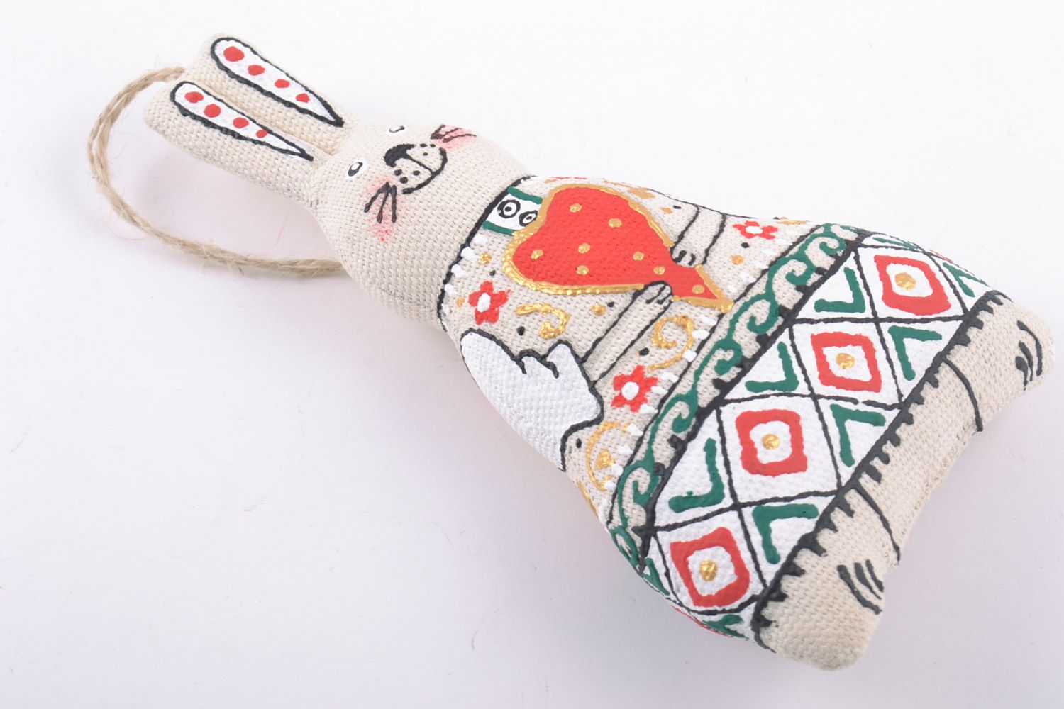 Handmade flavored textile interior pendant in the shape of hare photo 3