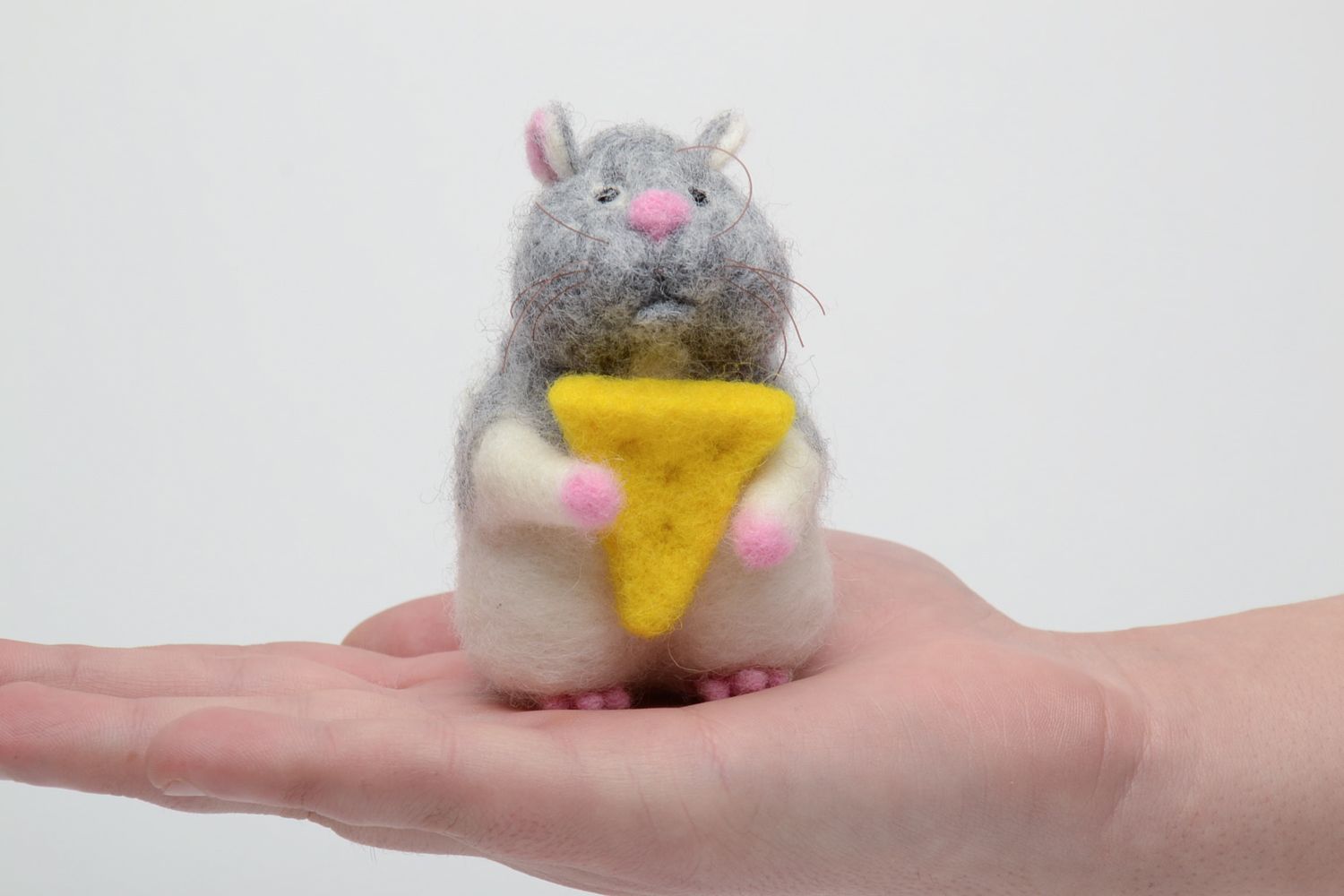 Interior toy felted of wool Hamster with Cheese photo 5