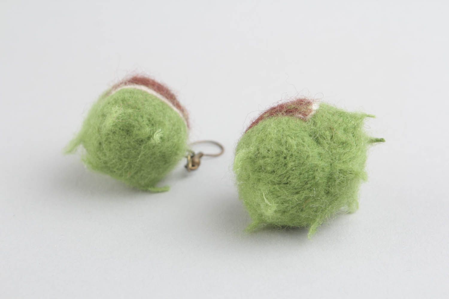 Wool earrings made using the art of felting photo 5