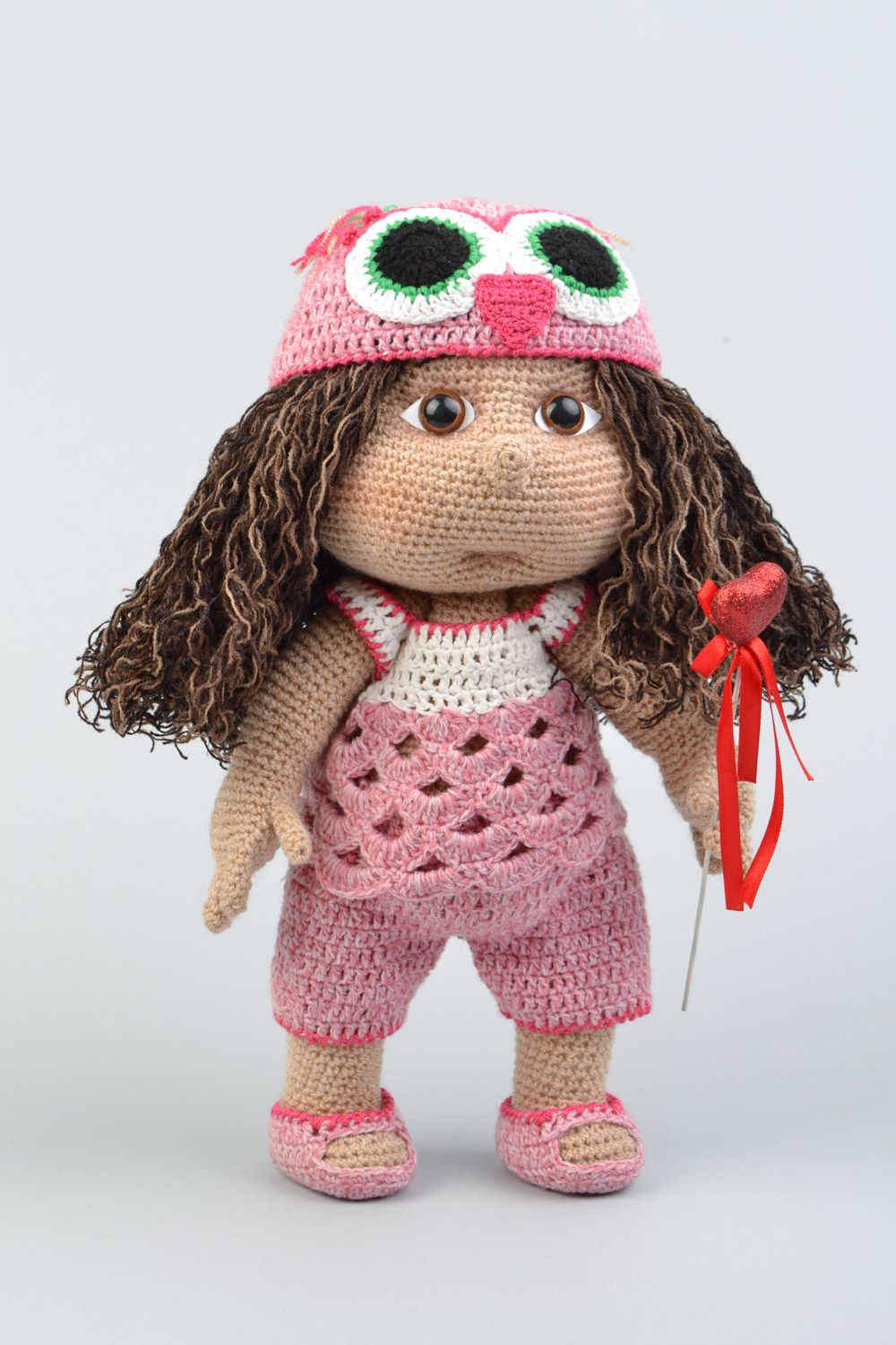 Handmade soft crochet toy girl doll for children photo 3