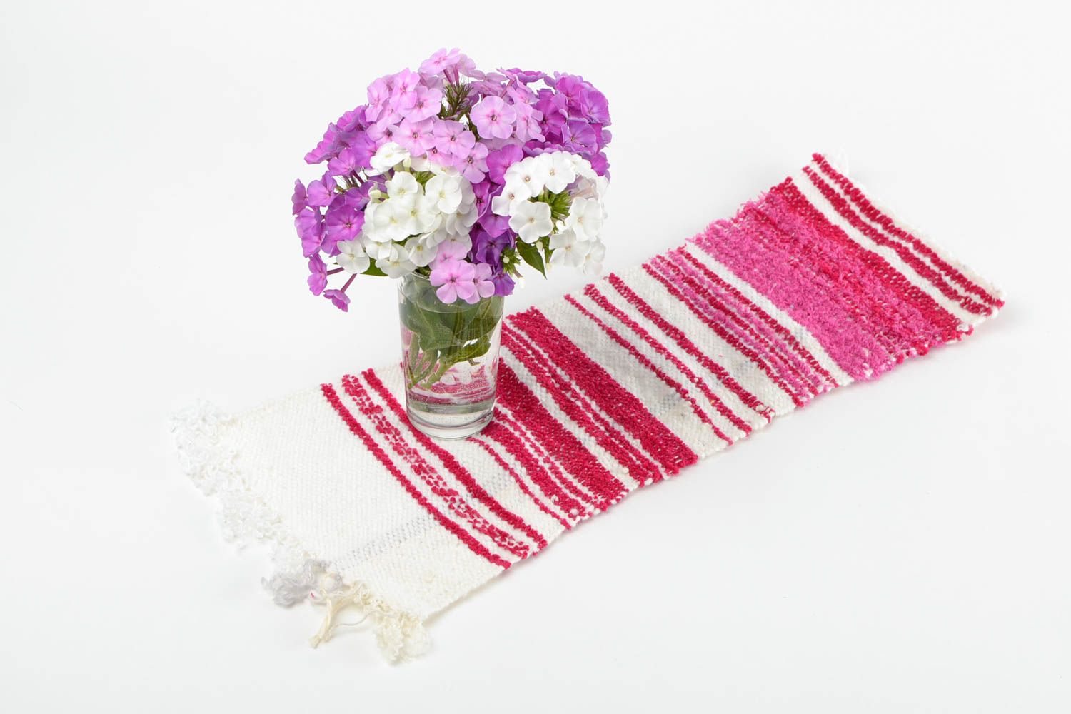 Camino de mesa artesanal de algodón y lana decoración de casa regalo original foto 1