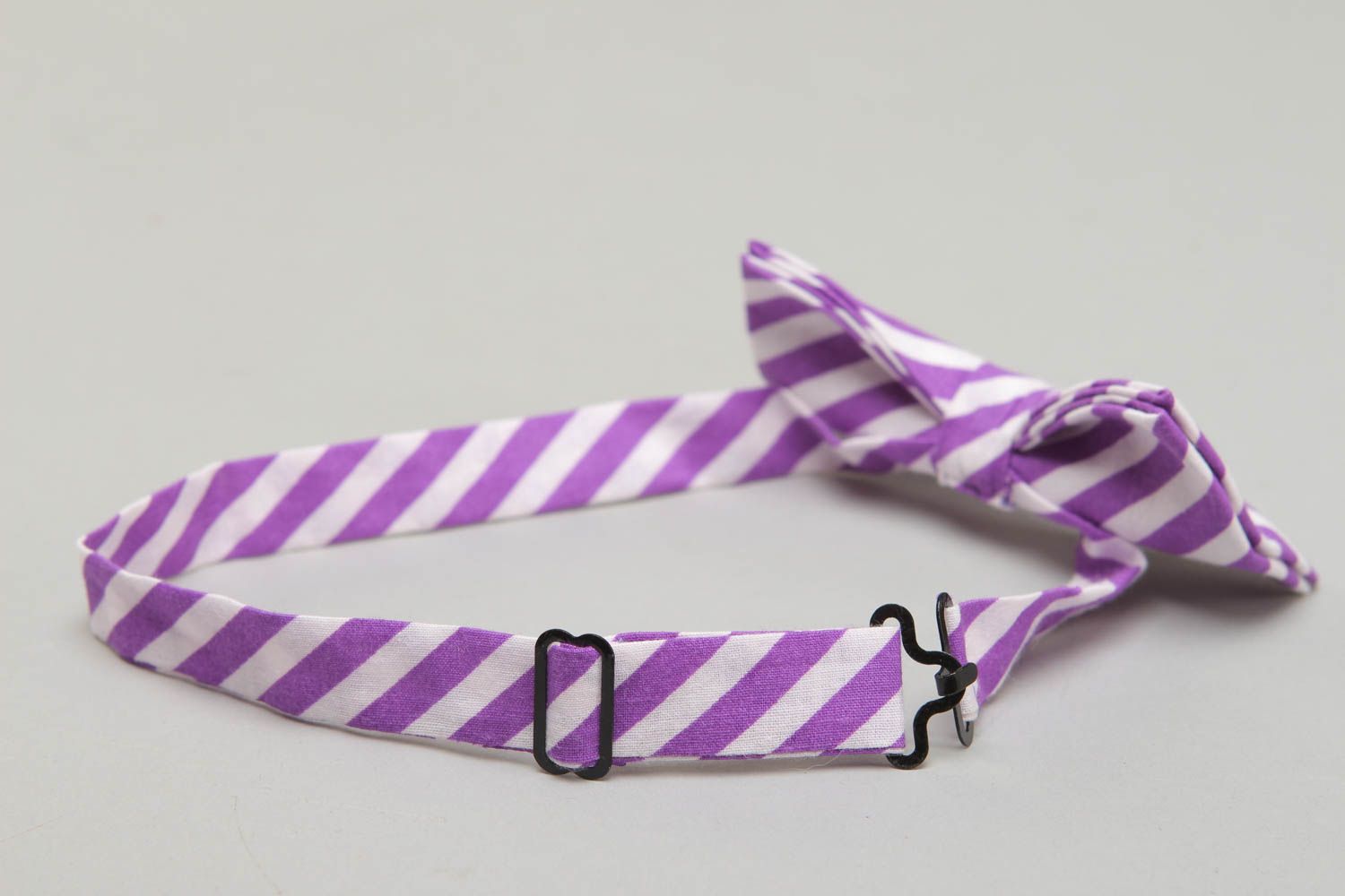 Striped cotton fabric bow tie photo 3