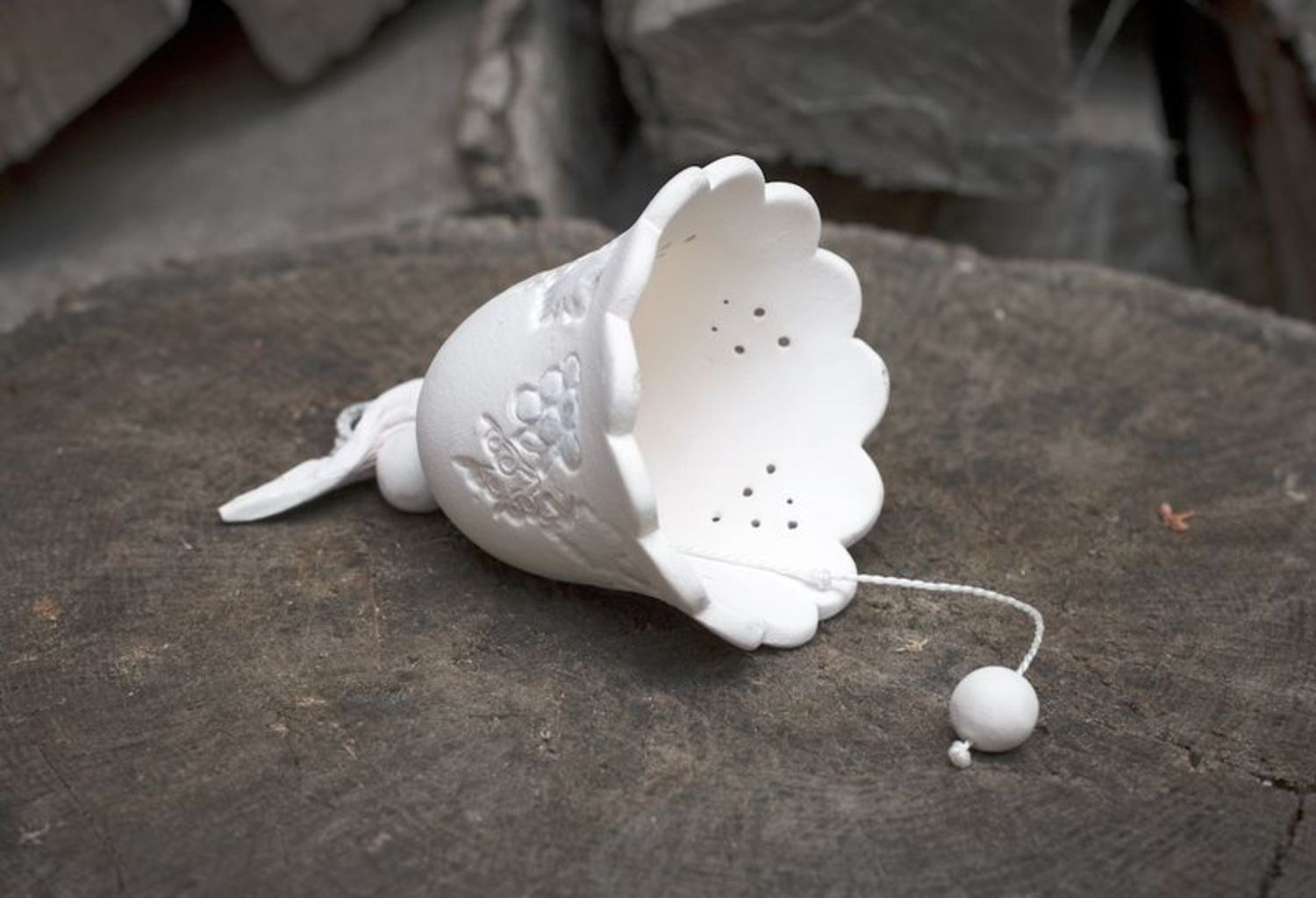 Lace bell made from white clay photo 2