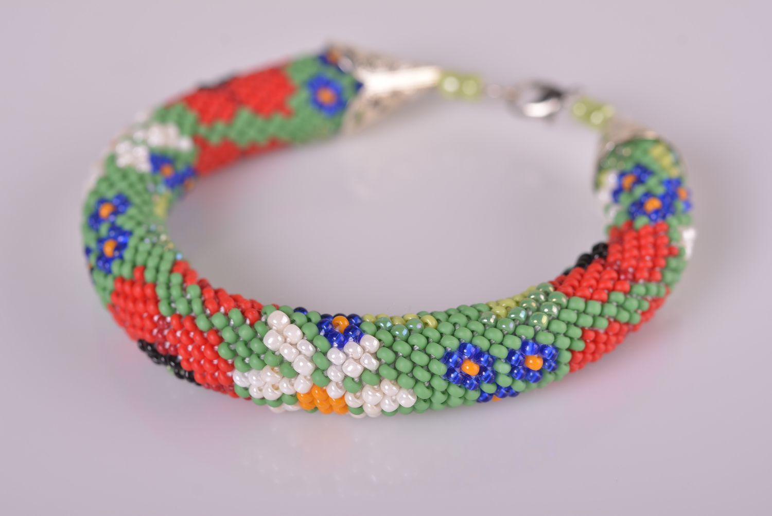 Handmade beaded jewelry set beaded cord bracelet beaded cord necklace gift ideas photo 4