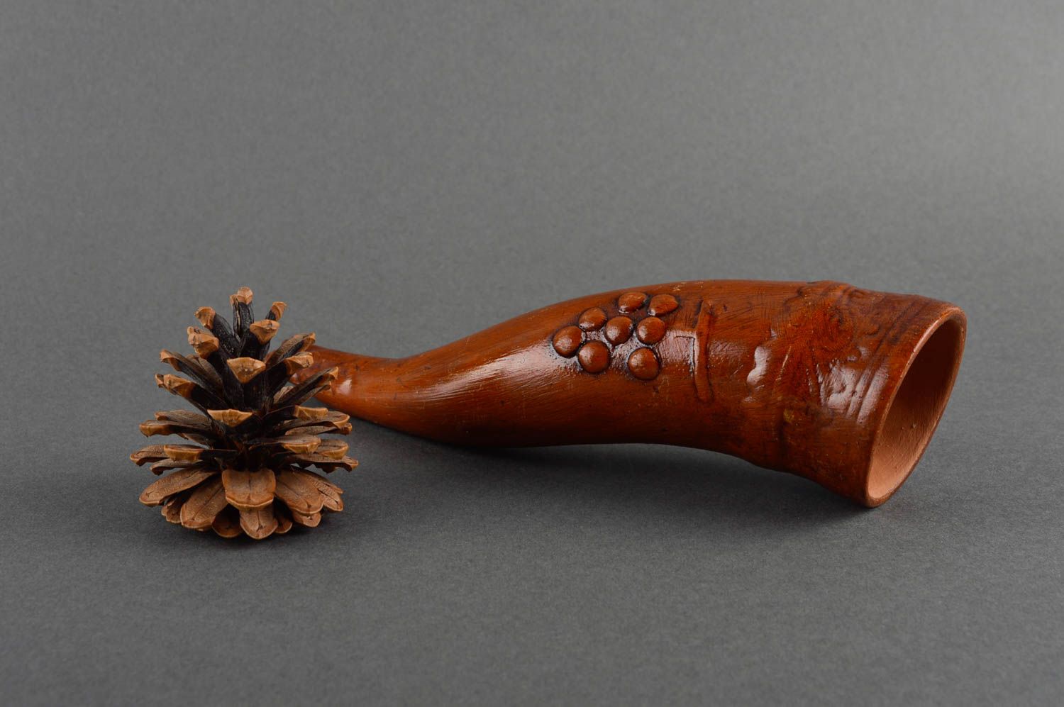 Handmade Trink Horn Keramik Behälter Geschenk für Männer Trink Becher 100 ml foto 1