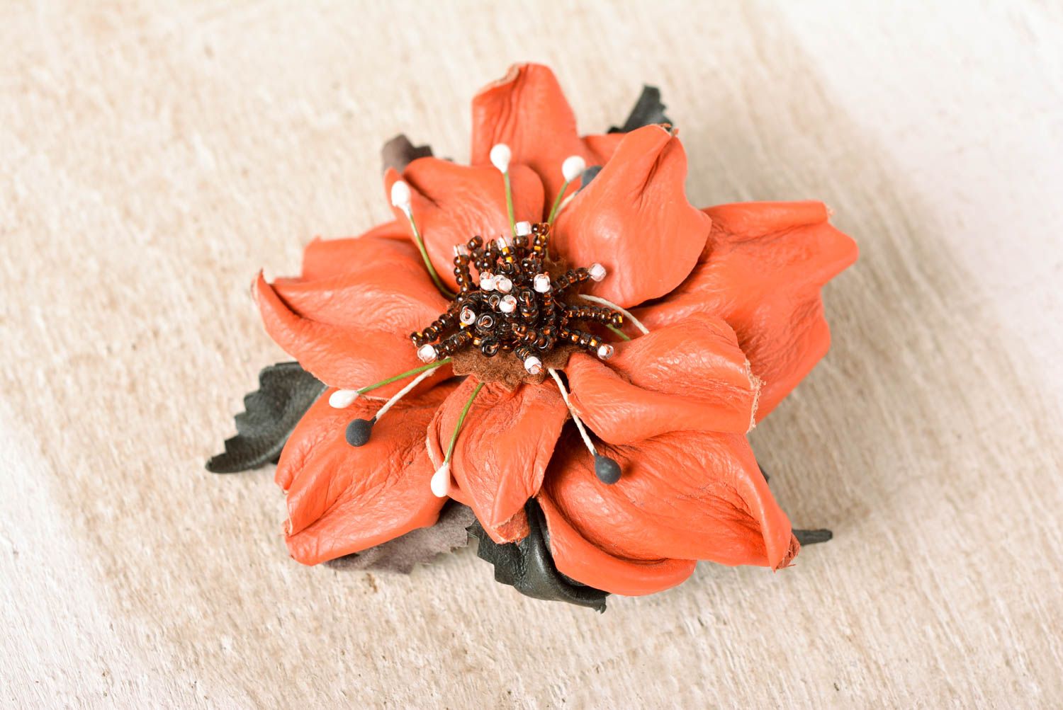 Handmade brooch jewelry leather goods flower hair clip flower hair accessories photo 1