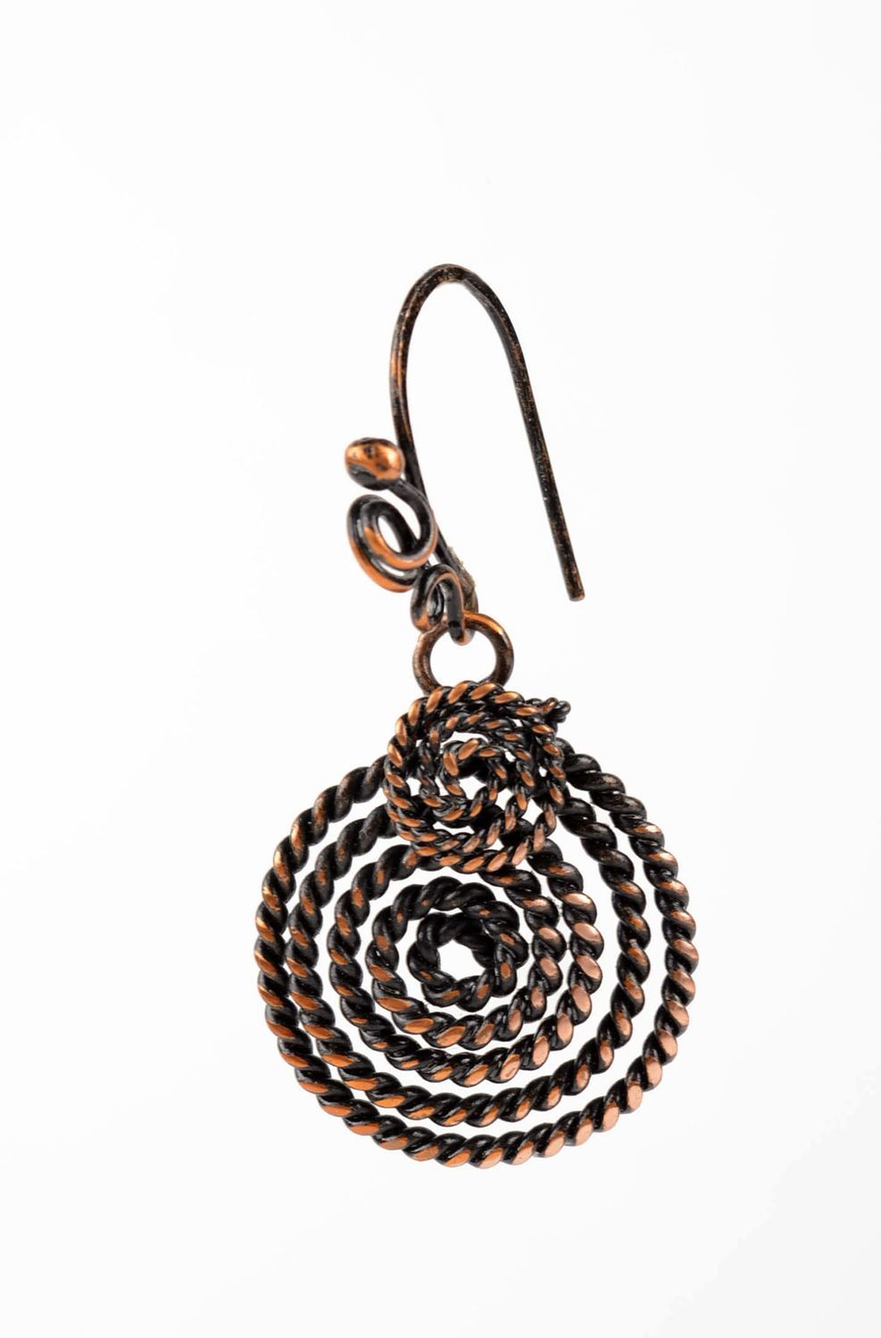 Handmade runde Kupfer Ohrringe Designer Schmuck Accessoire für Frauen modisch foto 1
