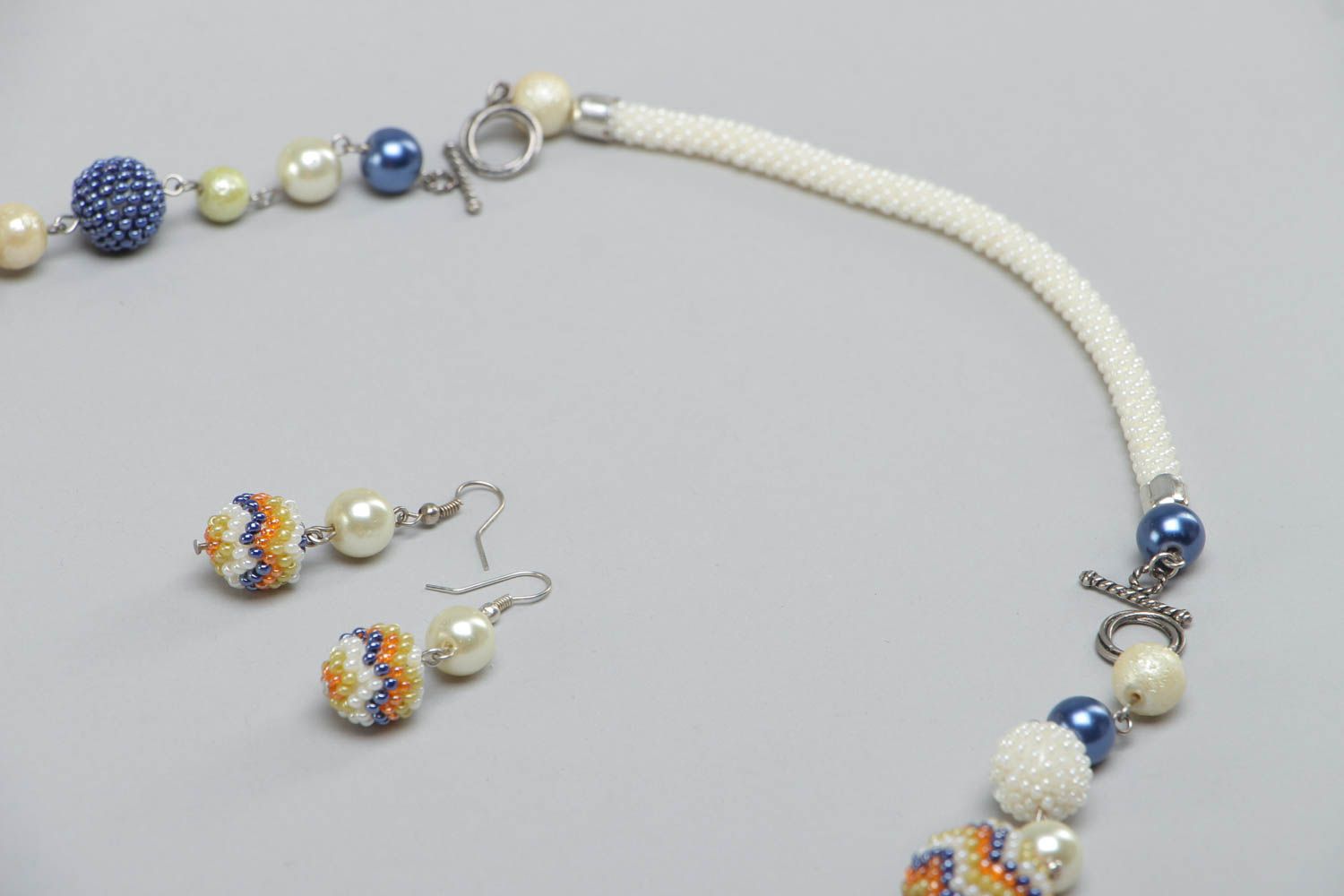 Conjunto de joyas de abalorios artesanales de 3 piezas pulsera collar pendientes foto 4