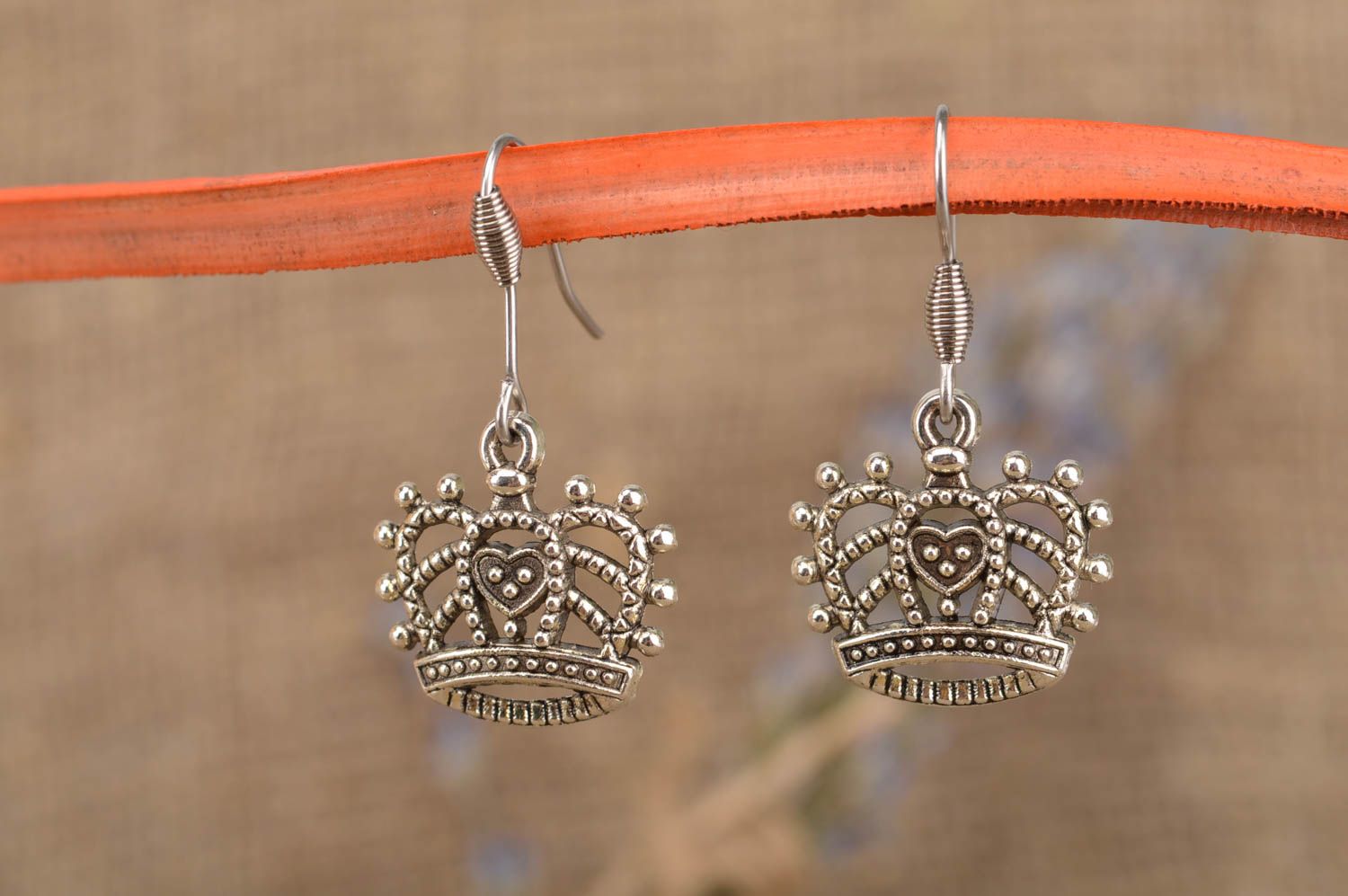 Stylish designer earrings handmade metal jewelry unusual cute accessories photo 1