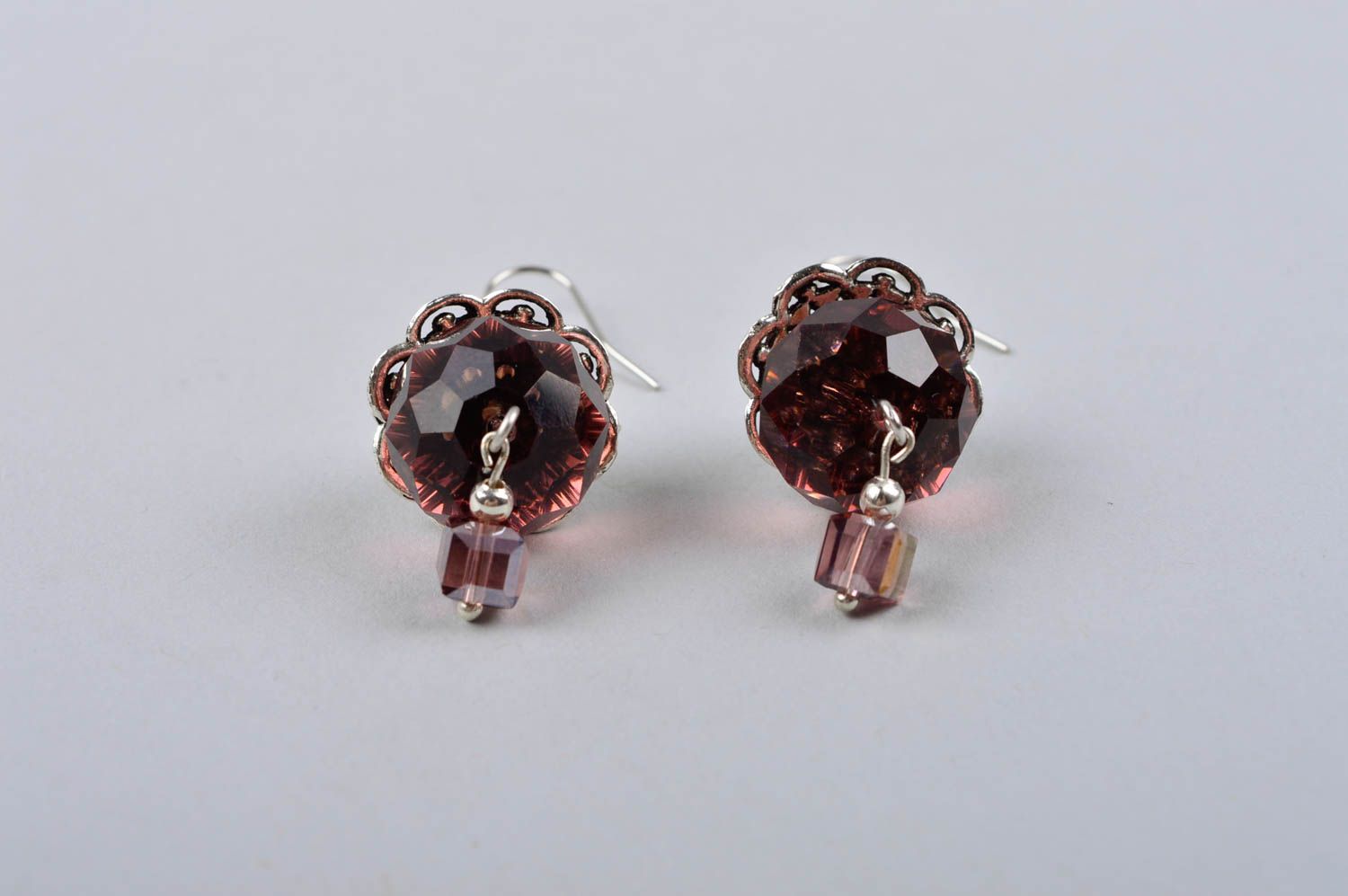 Handmade earrings crystal pendants beautiful designer women accessories  photo 4